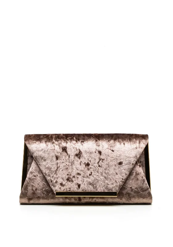 Menbur Velvet Clutch Bag, Taupe