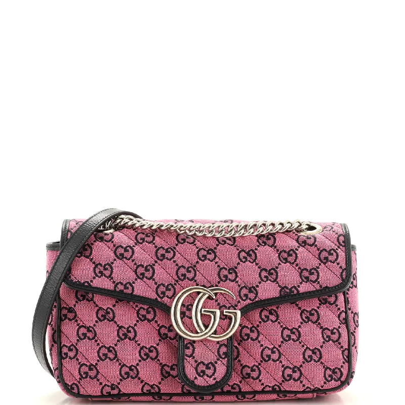 GG Marmont Flap Bag Diagonal Quilted GG Canvas Small