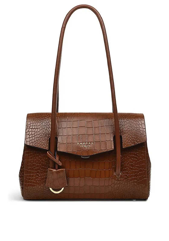 Radley Apsley Faux Croc Medium Flapover Tote, Tan