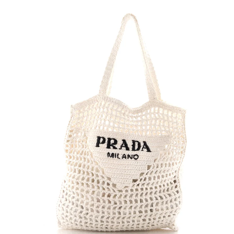 Triangle Logo Open Tote Raffia