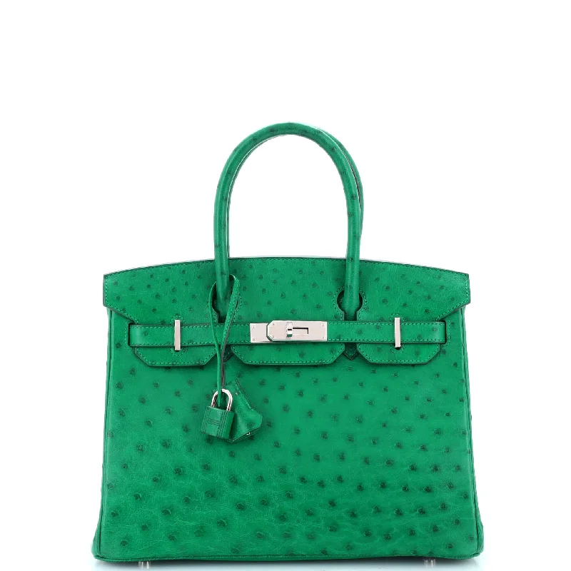 Birkin Handbag Vert Vertigo Ostrich with Palladium Hardware 30