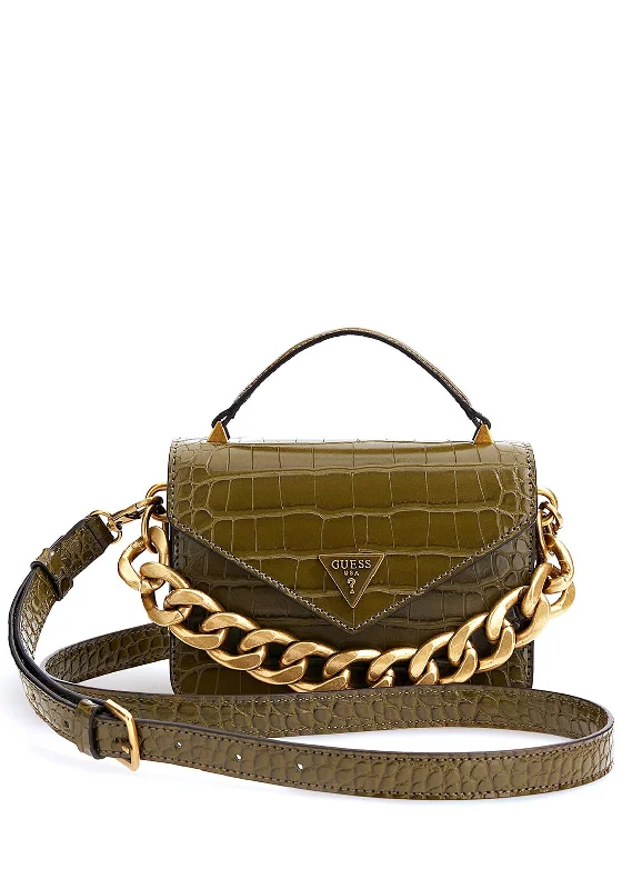 Guess Retour Croc Print Grab Bab, Olive