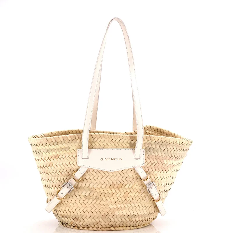 Voyou Basket Bag Raffia with Leather Small