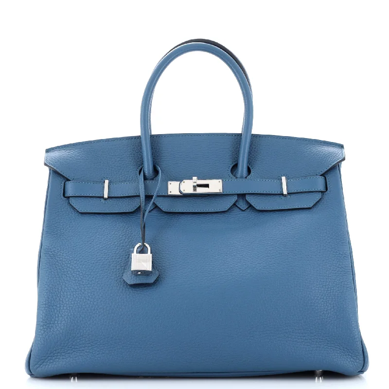 Birkin Handbag Colvert Clemence with Palladium Hardware 35