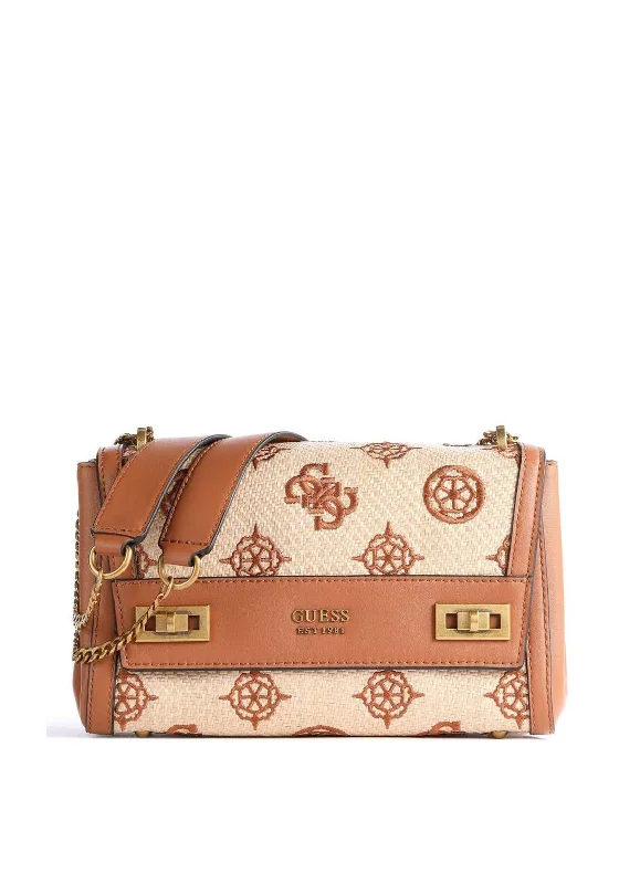 Guess Katey 4G Logo Print Crossbody Bag, Cognac