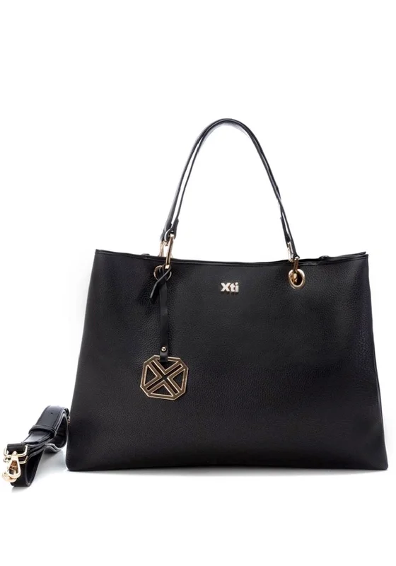 Xti Womens Faux Pebbled Leather Tote Bag, Negro