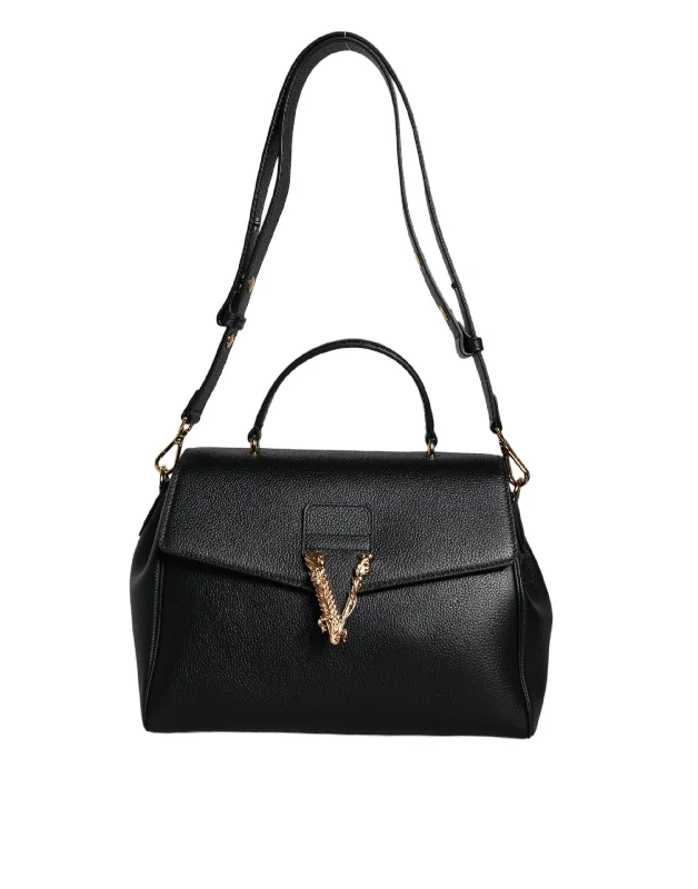 Versace  Top Handle Grainy Calfskin Leather Crossbody Women's Bag