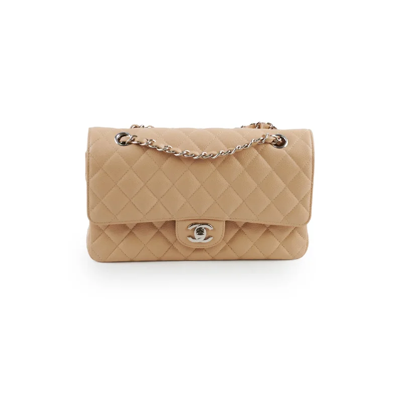 Chanel Medium/Large Caviar Double Classic Flap Beige