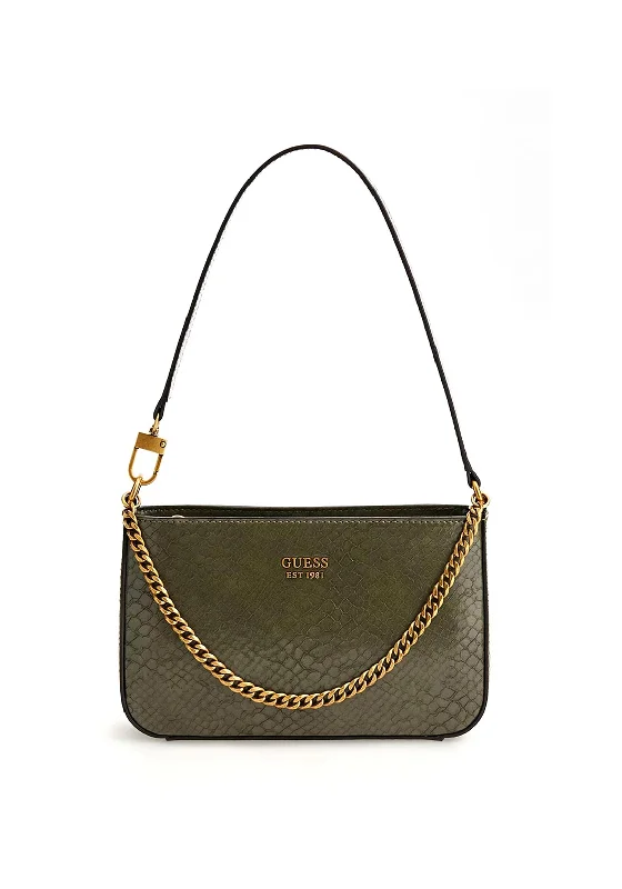 Guess Katey Croc Mini Shoulder Bag, Olive