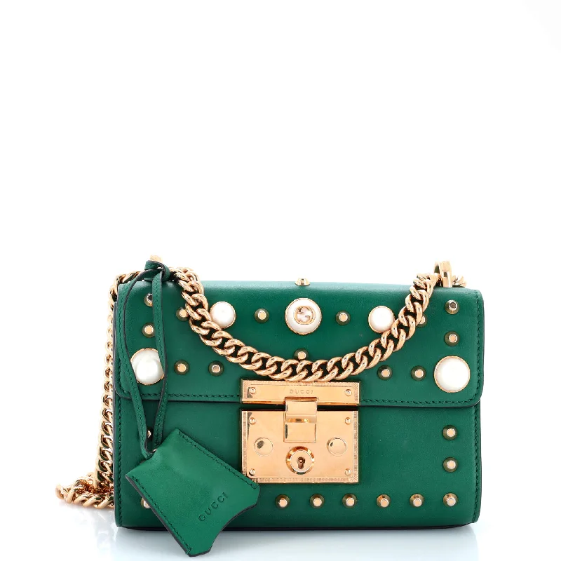 Pearly Padlock Shoulder Bag Studded Leather Small