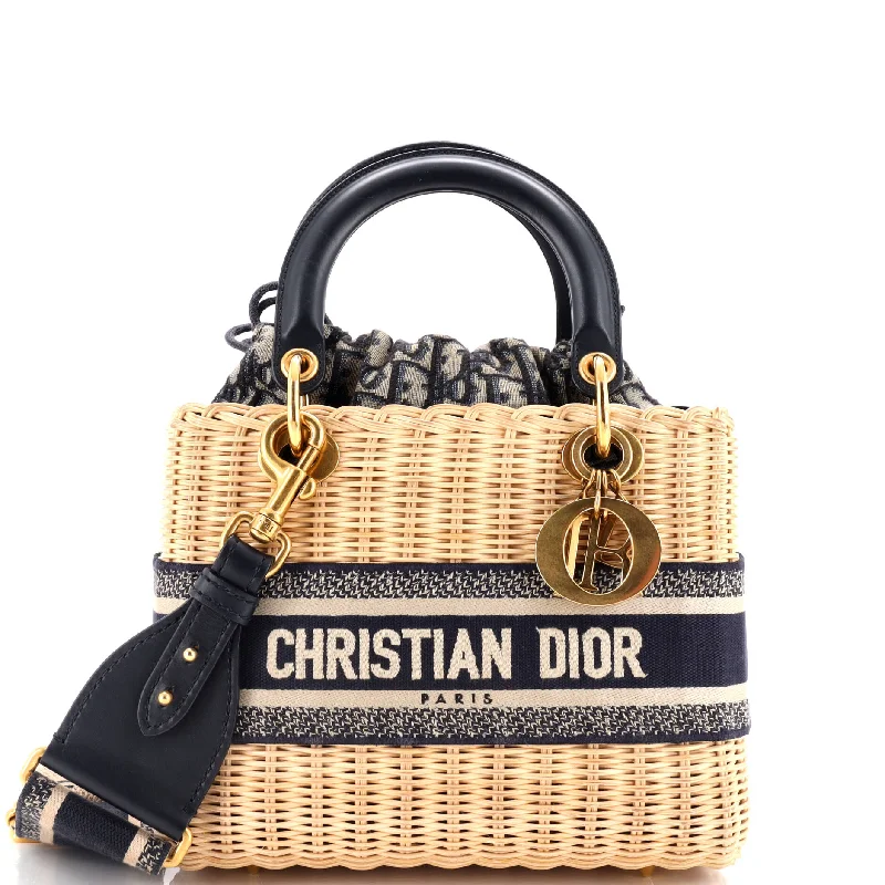 Lady Dior Bag Wicker and Oblique Canvas Medium