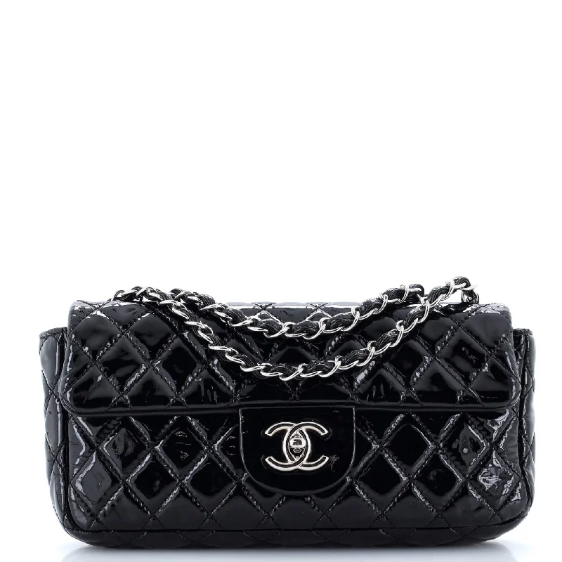 Classic Single Flap Bag Quilted Patent East West