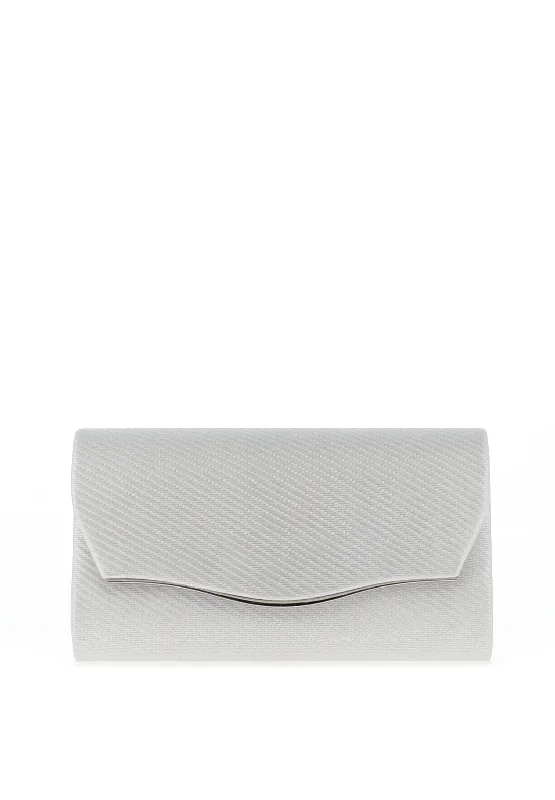 Zen Collection Metallic Glitter Envelope Clutch Bag, Silver