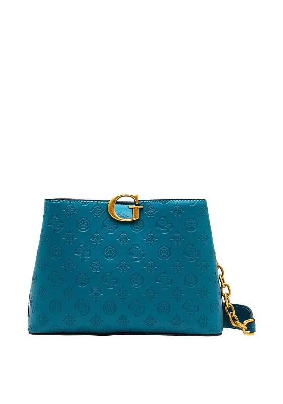 Guess G Vibe 4G Logo Embossed Shoulder Bag, Teal