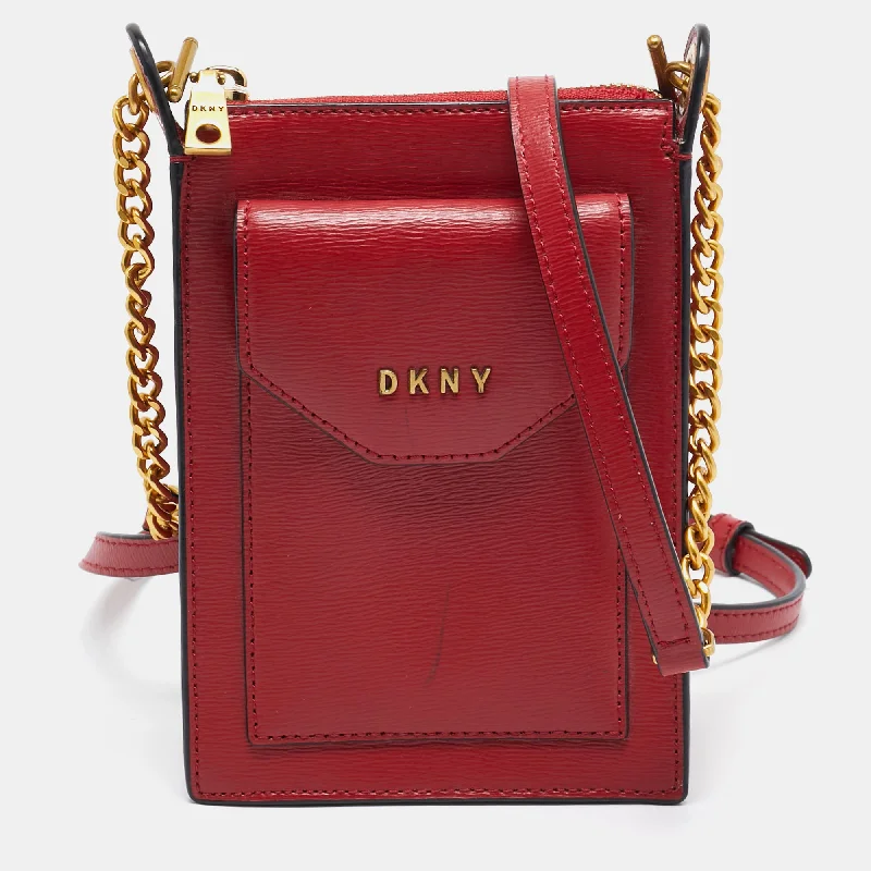 Dkny Red Leather Alexa Phone Crossbody Bag