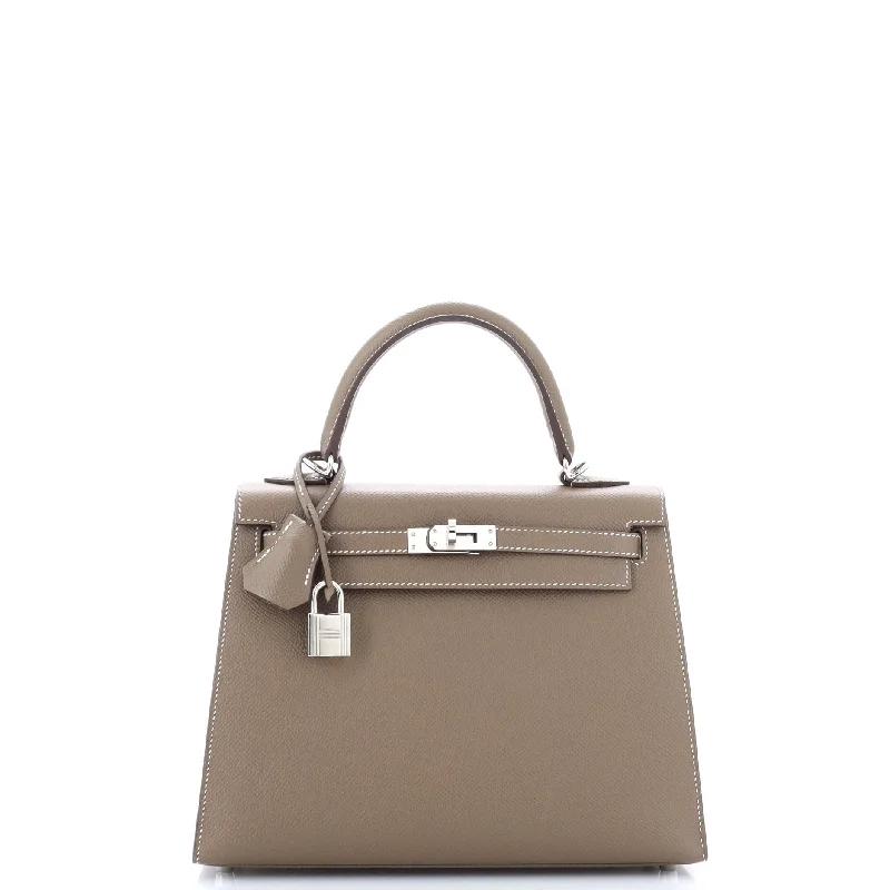 Kelly Handbag Grey Epsom with Palladium Hardware 25