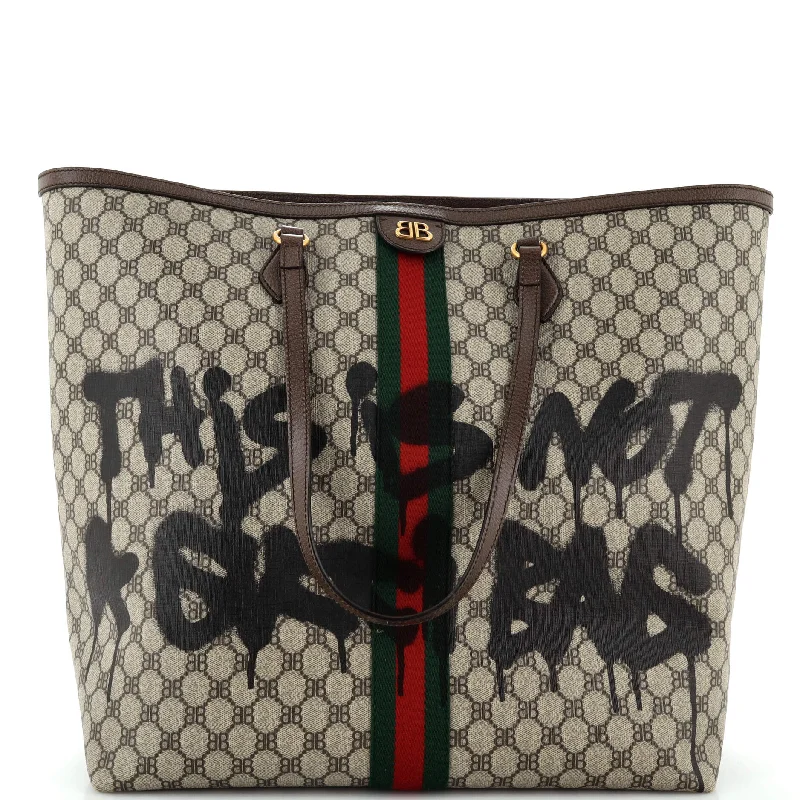 x Gucci The Hacker Project Tote Graffiti BB Coated Canvas Large