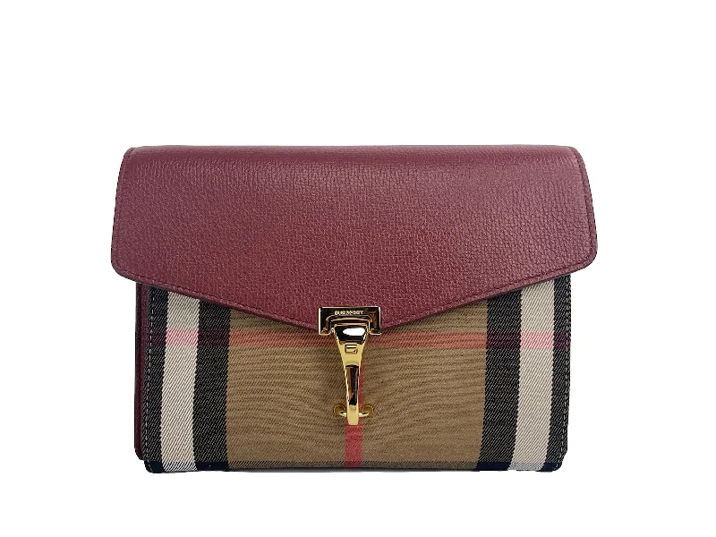 Burberry Macken Small Crimson House Check Leather CrossbodyBag