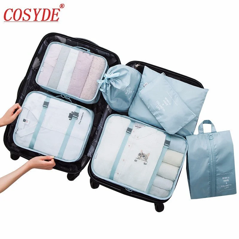 New Brand 7PCS/set Travel Organizer Bag Waterproof Shoe Clothing Arrange Travel Bags Women Men Cube