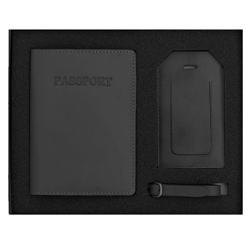 Leather Goods Set - Passport Cover & Luggage Tag