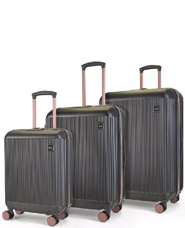 ARIA Set of 3 Suitcases - Charcoal with Rose Gold