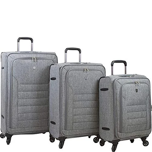 Dejuno Noir Lightweight 3-piece Spinner Luggage Set With Laptop Pocket-Grey, One Size