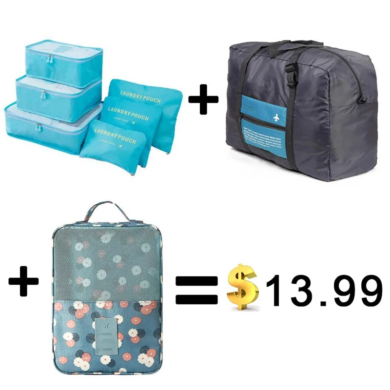 2019 6pcs/set Travel Bags Packing Cubes Organizer Folding Bag Bags Plus Travel Handbags Travel Bags