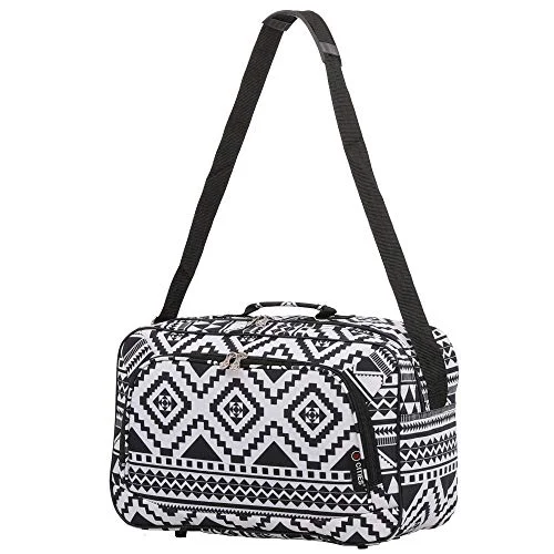 16 Inch Carry On Hand Luggage Flight Duffle Bag, 2nd Bag or Underseat, 19L (Black Aztec)