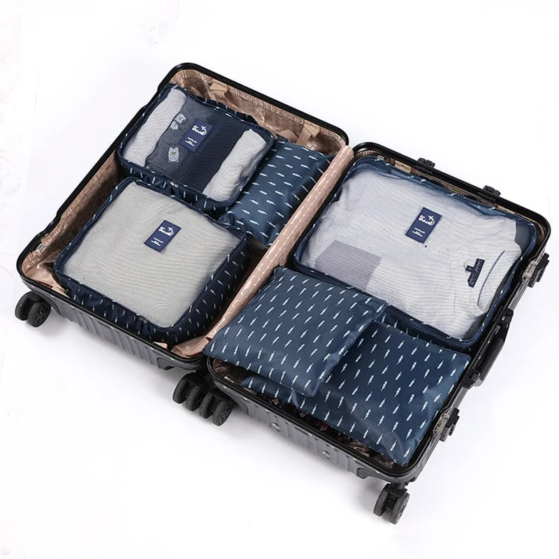 6pcs Packing Cubes Travel Bags Set Unisex Clothing Cosmetics Shoes Data line Sorting Organizer