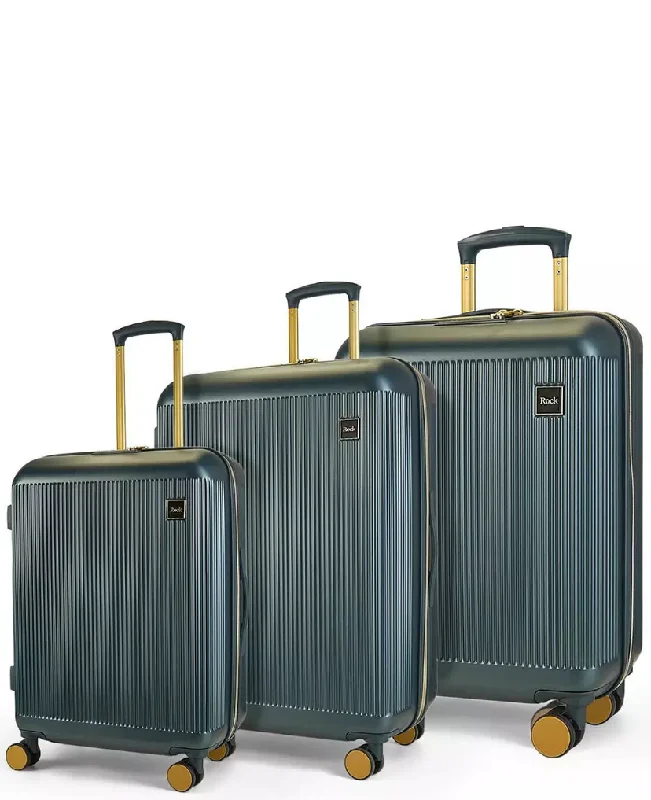 ARIA Set of 3 Suitcases - Dark Green with Gold