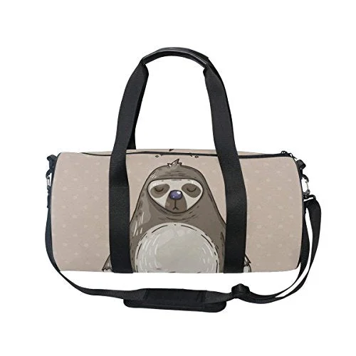 OuLian Women Gym Bag Funny Sloth Sitting Mens Camp Duffel Bags Duffle Luggage Travel Bag