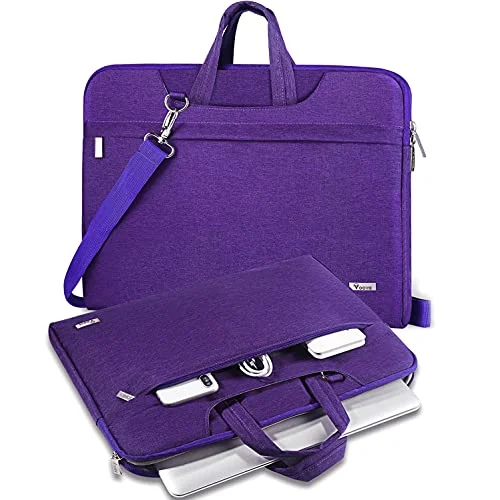 V Voova Laptop Bag Case 13 13.3 Inch with Shoulder Stap,Slim Computer Sleeve Compatible with 2018-2021 MacBook Air/Pro M1,13.5 Surface Book 3/Laptop 4,Chromebook,XPS 13,Jumper 13.3 Notebook,Purple