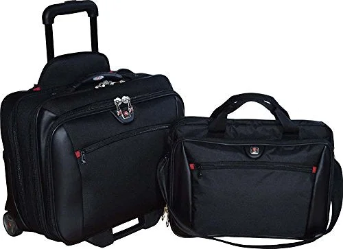 SwissGear Potomac 2-Pc Business Set With Double Zipper Overnighter Rolling Case And Matching 15.4" Laptop Case