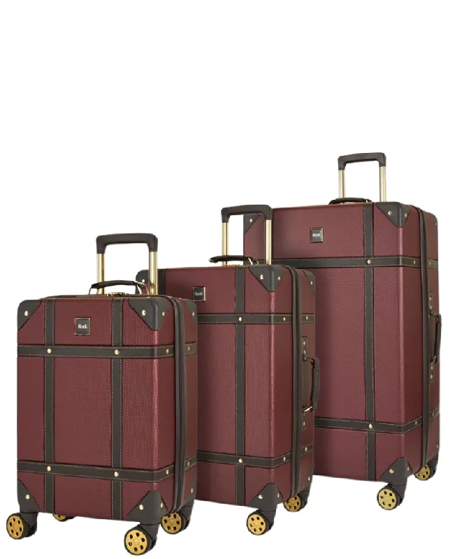 Vintage Set of 3 Suitcases - Burgundy