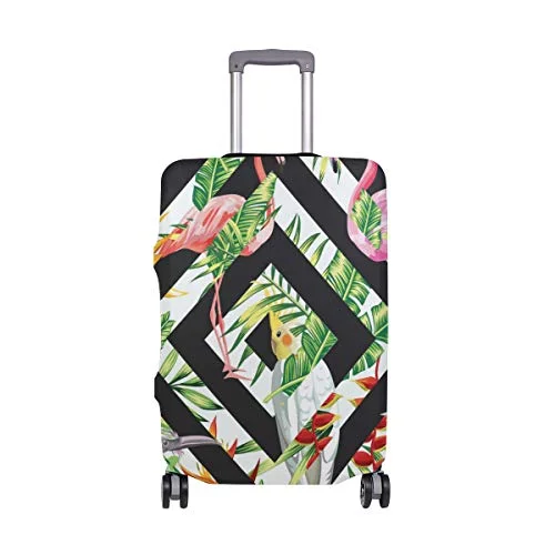 GIOVANIOR Tropical Flamingo Parrot Luggage Cover Suitcase Protector Carry On Covers