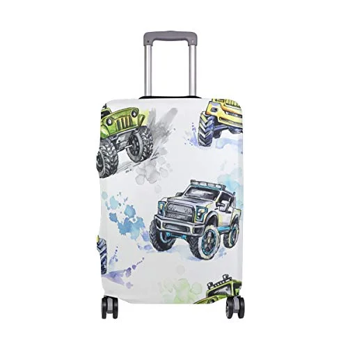 GIOVANIOR Cartoon Monster Trucks Luggage Cover Suitcase Protector Carry On Covers