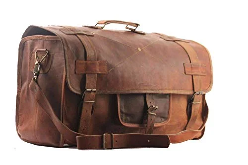 Cuero 20" Mens Retro Style Carry on Luggage Flap Duffel Leather Duffel Bag