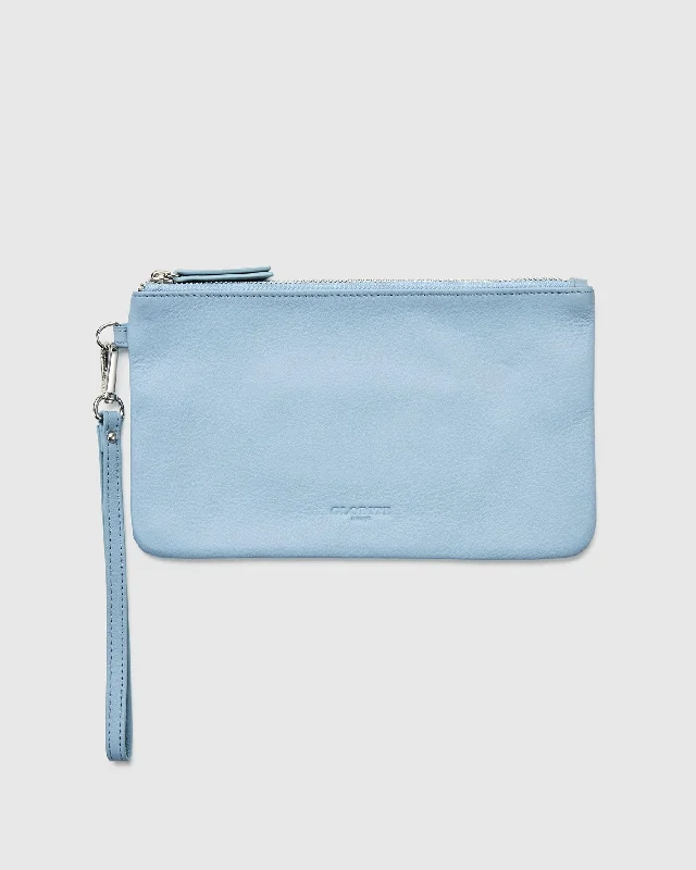 Leather Clutch Travel Pouch - Sky Blue