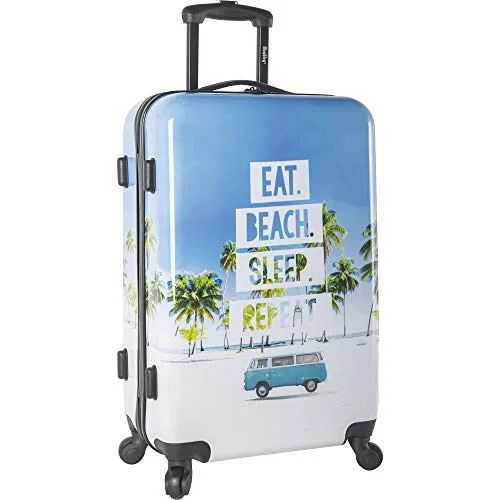 Wembley 20" Hardside Carry-on 4wheel Spinner Luggage, EAT Beach Sleepy Repeat