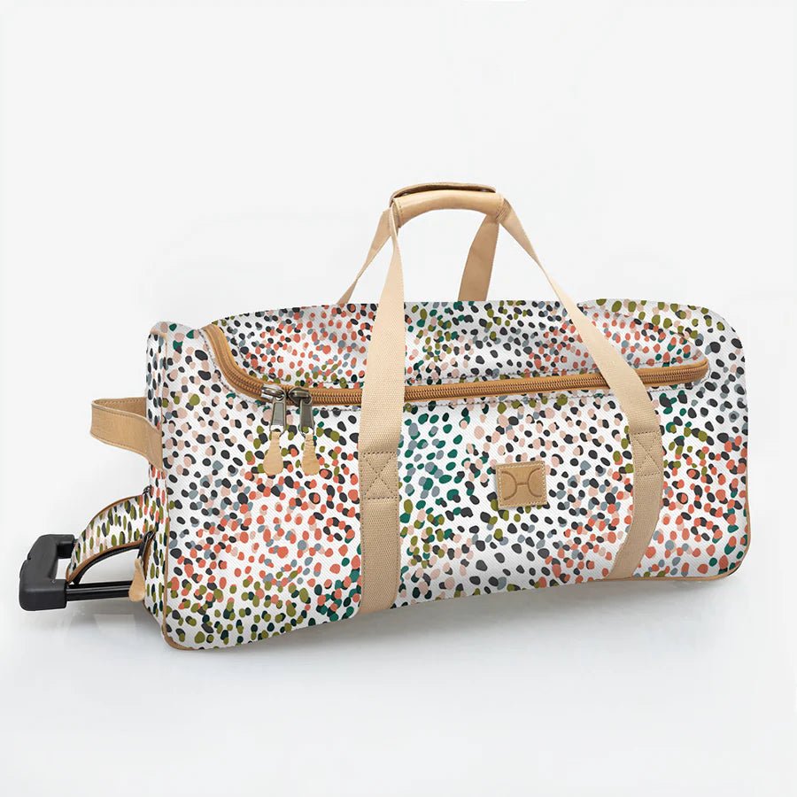 Thandana Laminated Fabric Wheeled Duffel Bag | Confetti All About