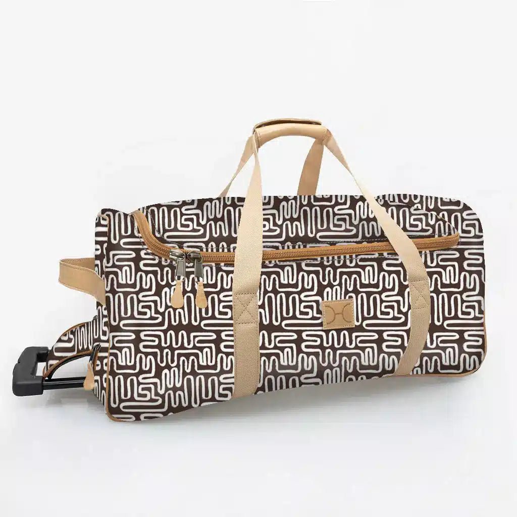 Thandana Laminated Fabric Wheeled Duffel Bag | Geo Black