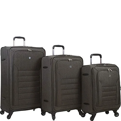 Dejuno Noir Lightweight 3-Piece Spinner Luggage Set with Laptop Pocket-Black