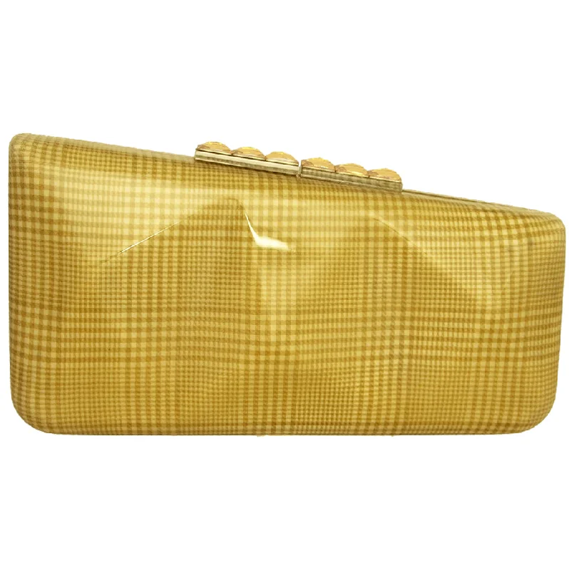 72 Smalldive Yellow Laminated Plaid Minaudiere Clutch