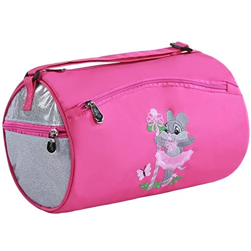 Sassi Designs Girls Pink Ballerina Mice Fully Lined Small Roll Dance Duffel