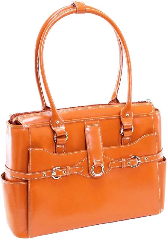 McKlein, W Series, Willow Springs, Top Grain Cowhide Leather, 15" Leather Ladies' Laptop Briefcase, Orange (96560)