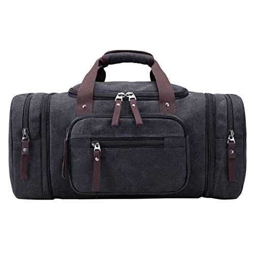 ABage Large Duffle Bag Canvas Travel Overnight Gym Weekend Tote Luggage Duffel Bags, Black