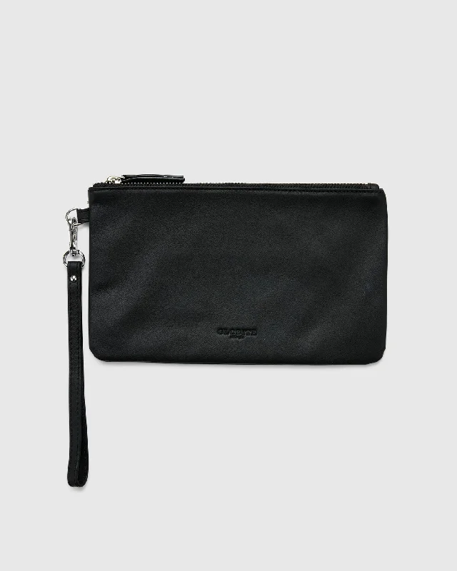 Leather Clutch Travel Pouch - Black