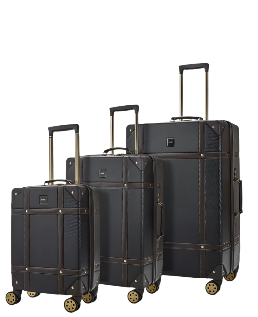 Vintage Set of 3 Suitcases - Black